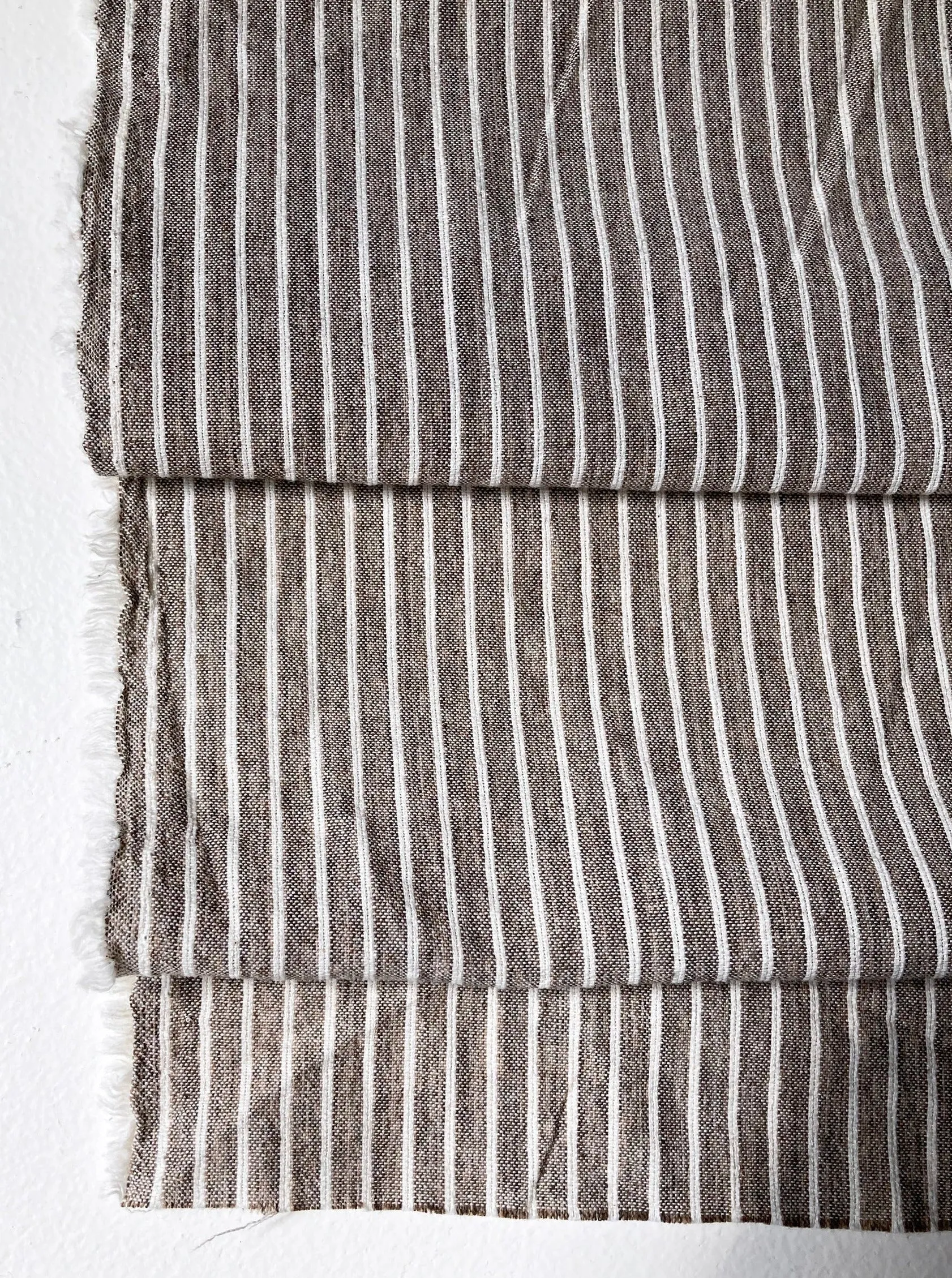 Brown linen with cream stripes, by the half meter sold by atelier b product image thumbnail 2