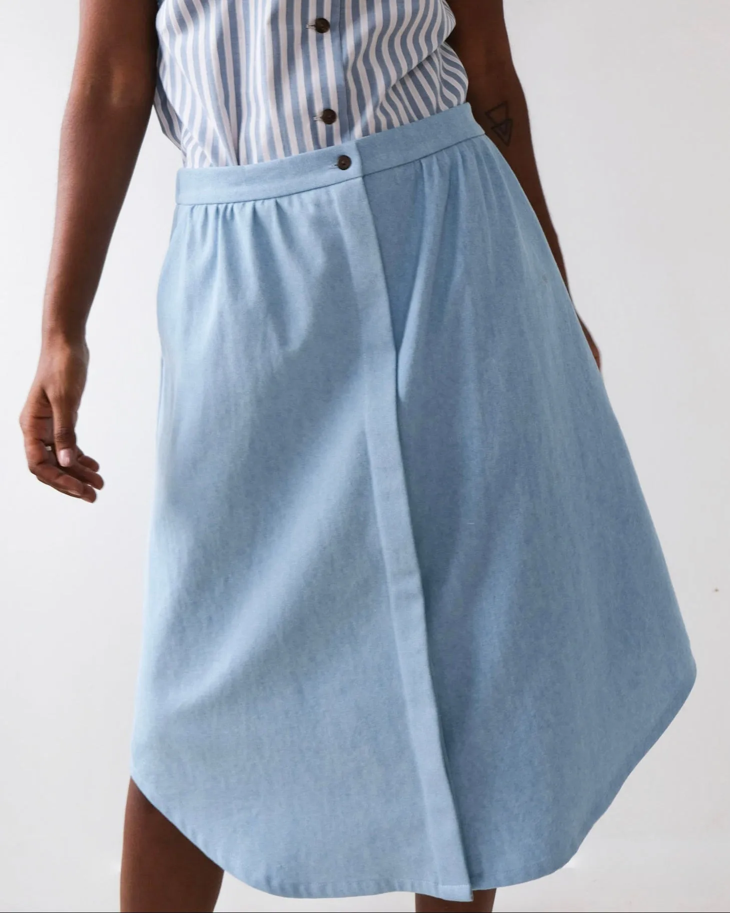Skirt No2402w, pale denim sold by atelier b