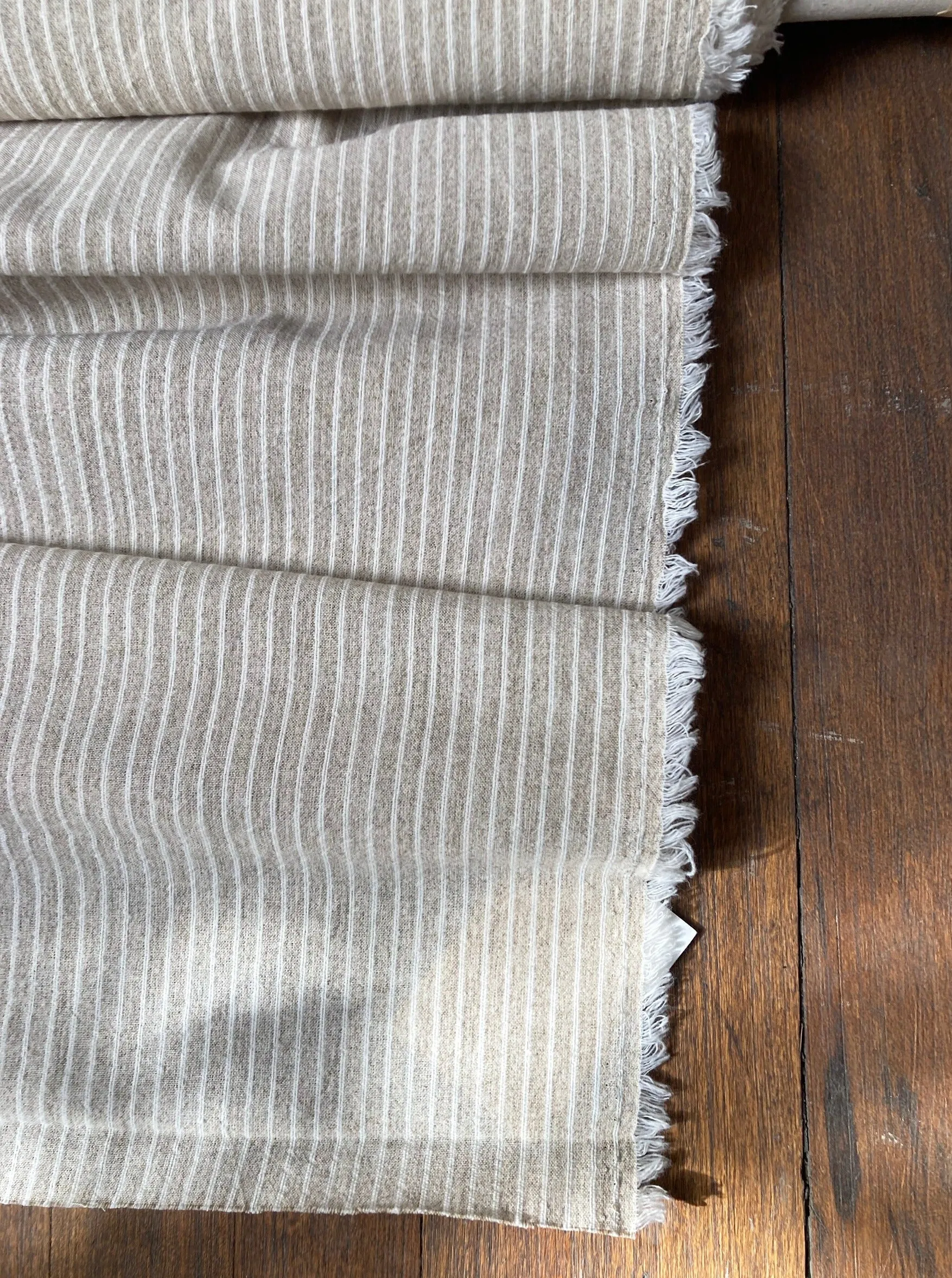 Beige linen with cream stripes, by the half meter sold by atelier b product image thumbnail 2