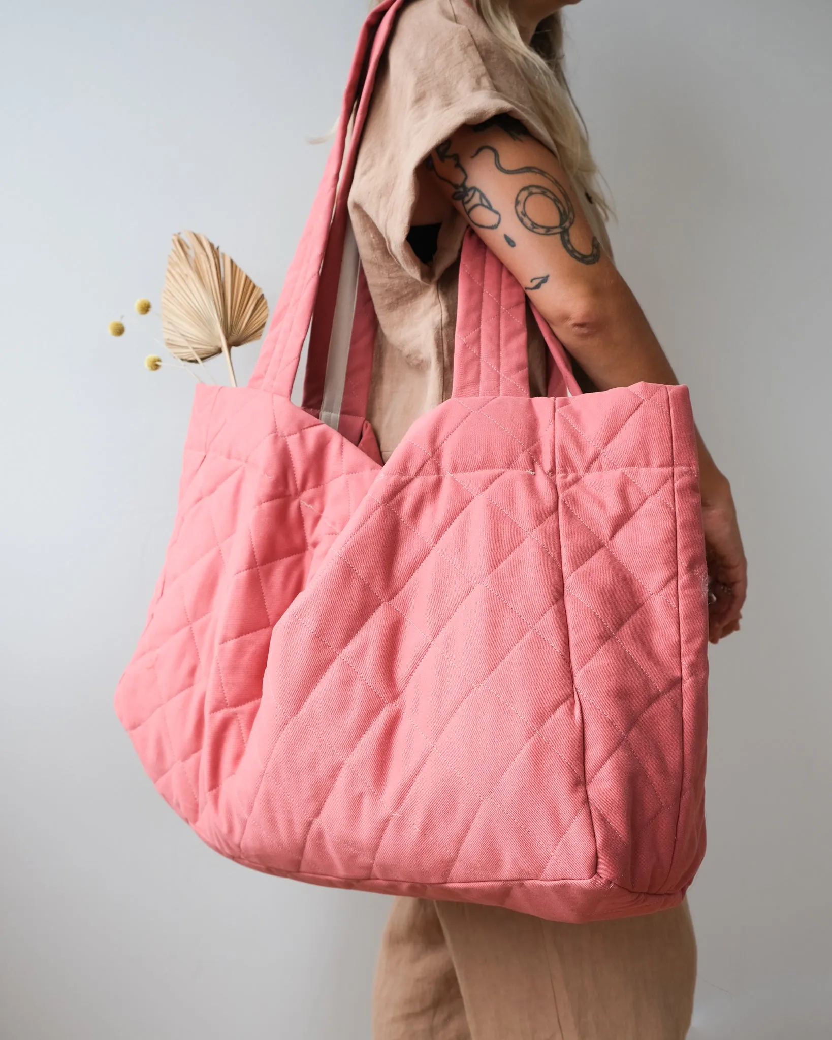 Giant quilted tote, caramel sold by atelier b product image thumbnail 4