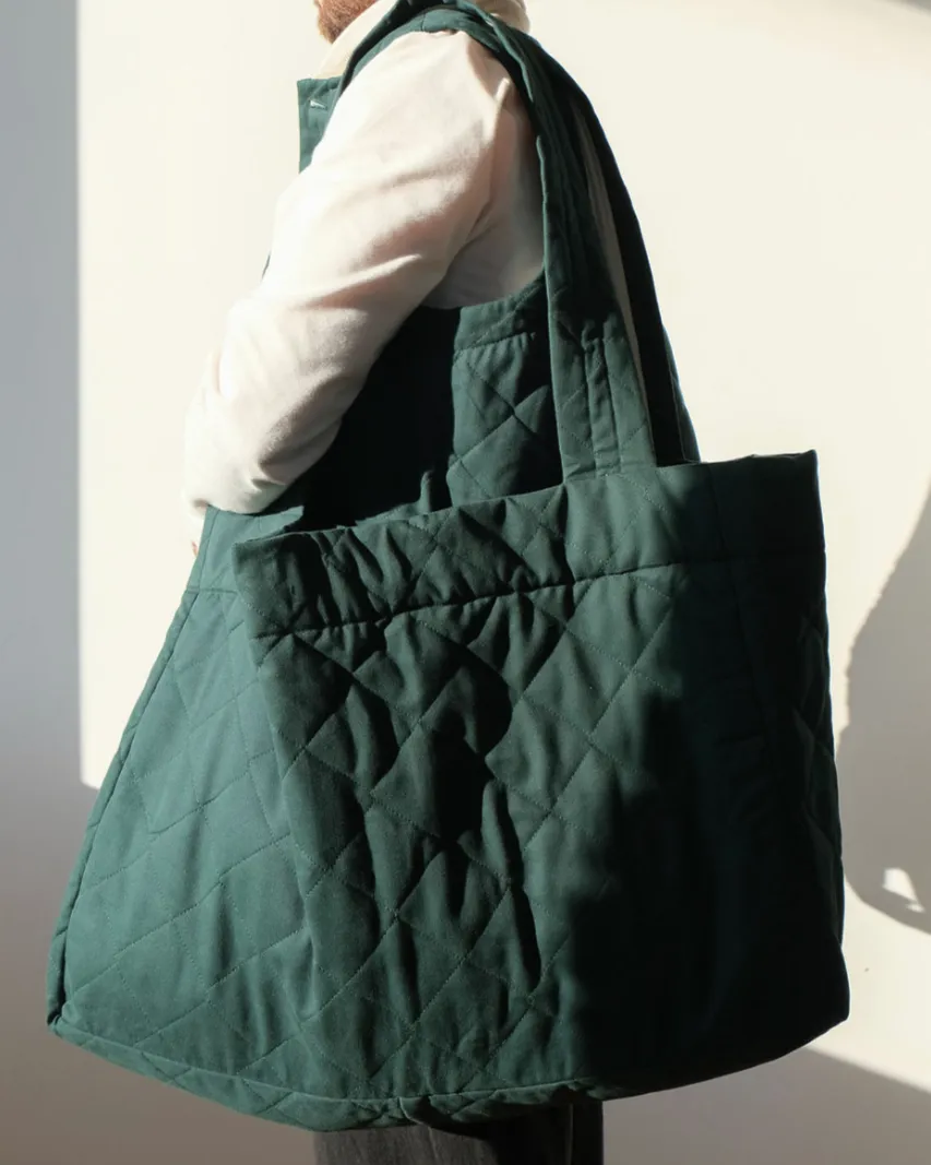 Giant quilted tote, caramel sold by atelier b