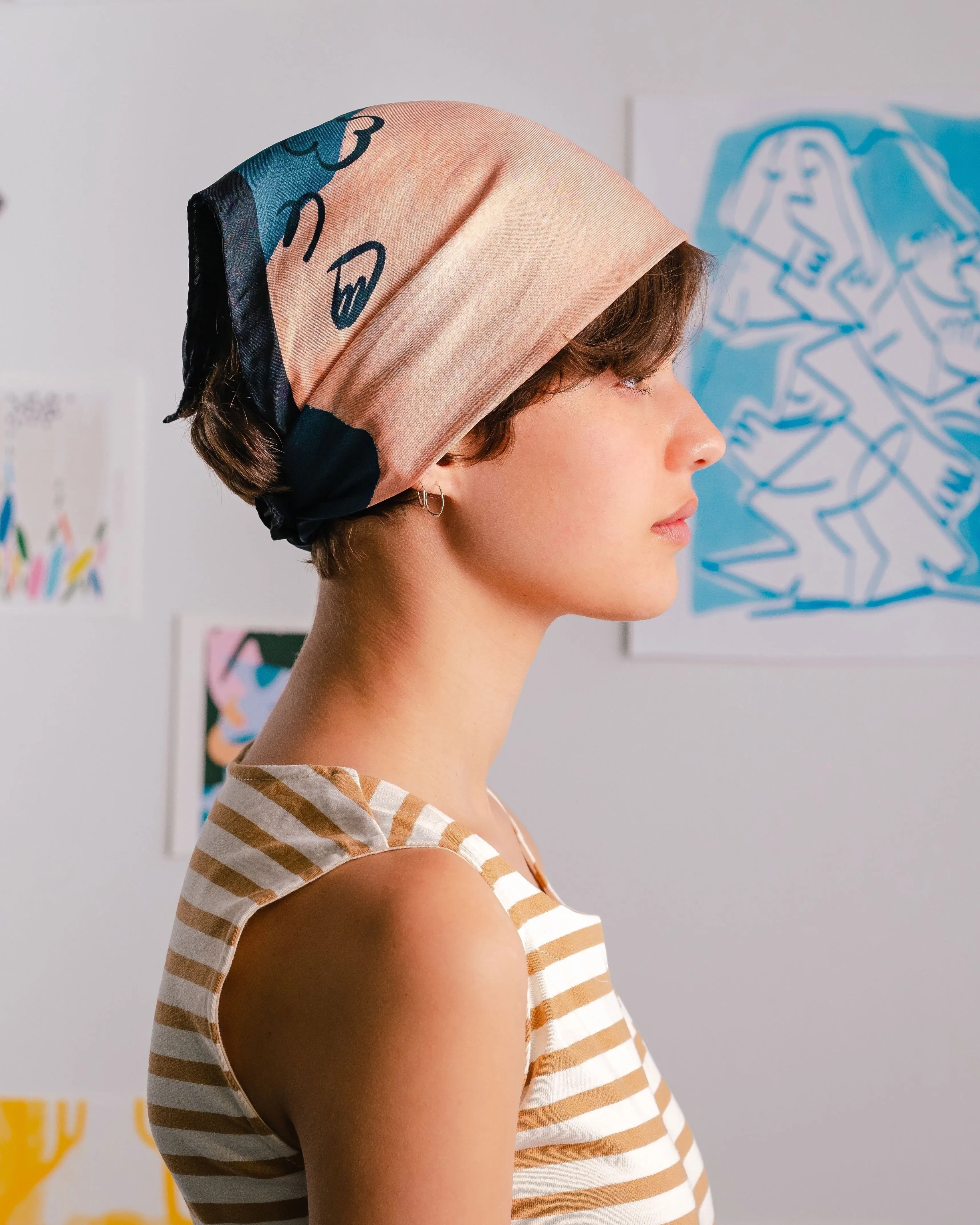 Silk scarf No6013w x Bourdua sold by atelier b product image thumbnail 5