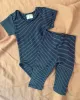 Leggings No2019b, navy blue stripes sold by atelier b