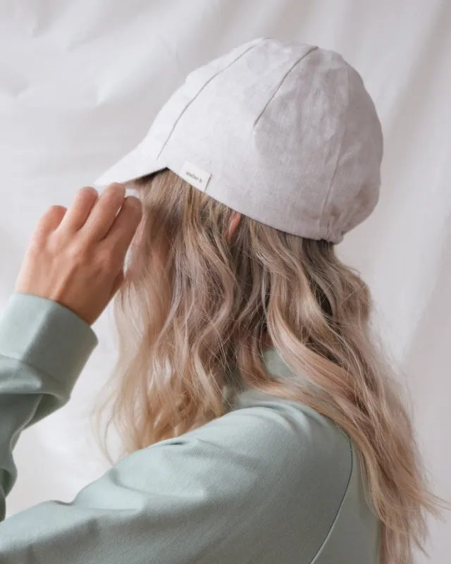 Unisex cap for young and old No6097u, natural linen sold by atelier b