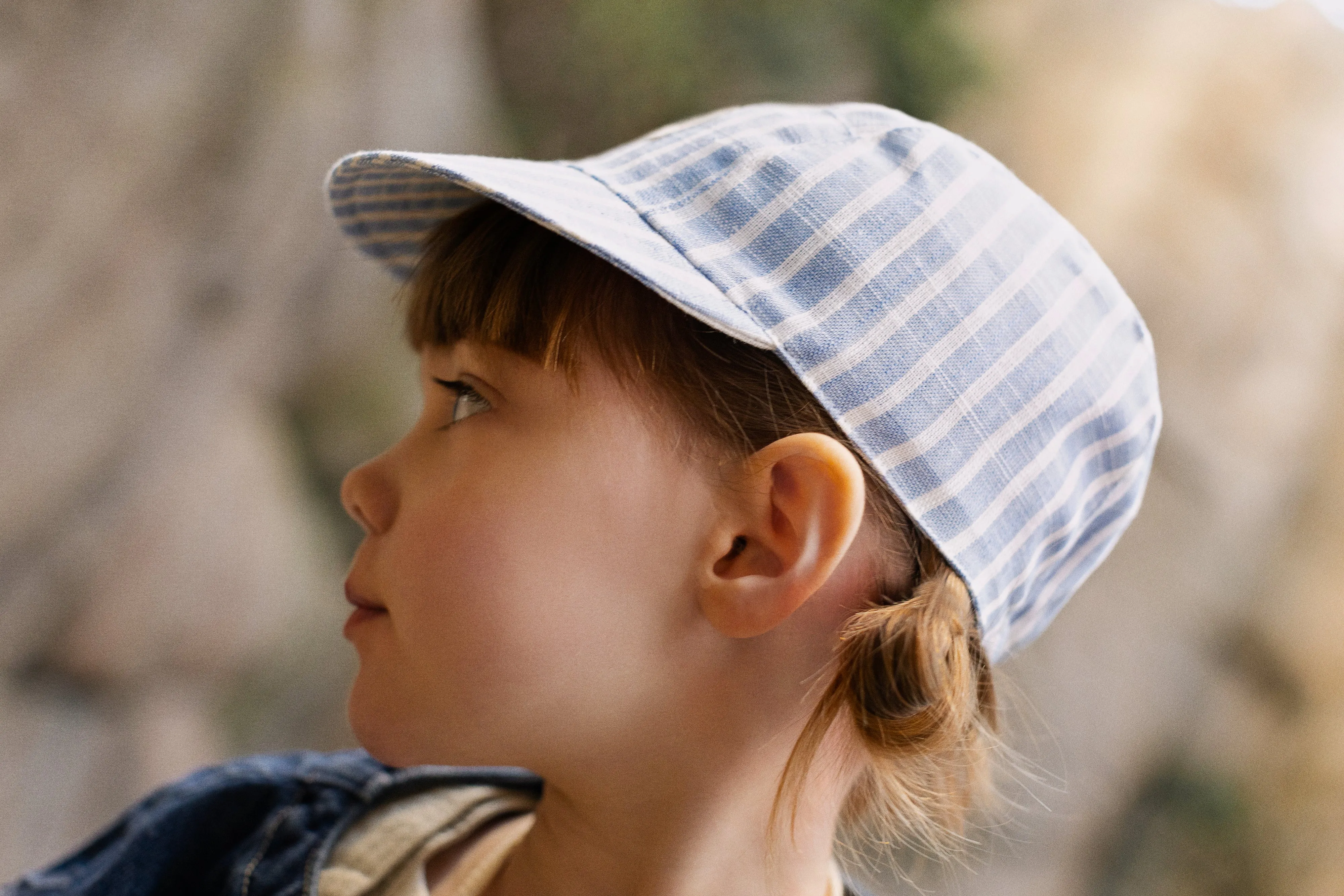 Linen cap by Caribou, blue stripes sold by atelier b product image thumbnail 5