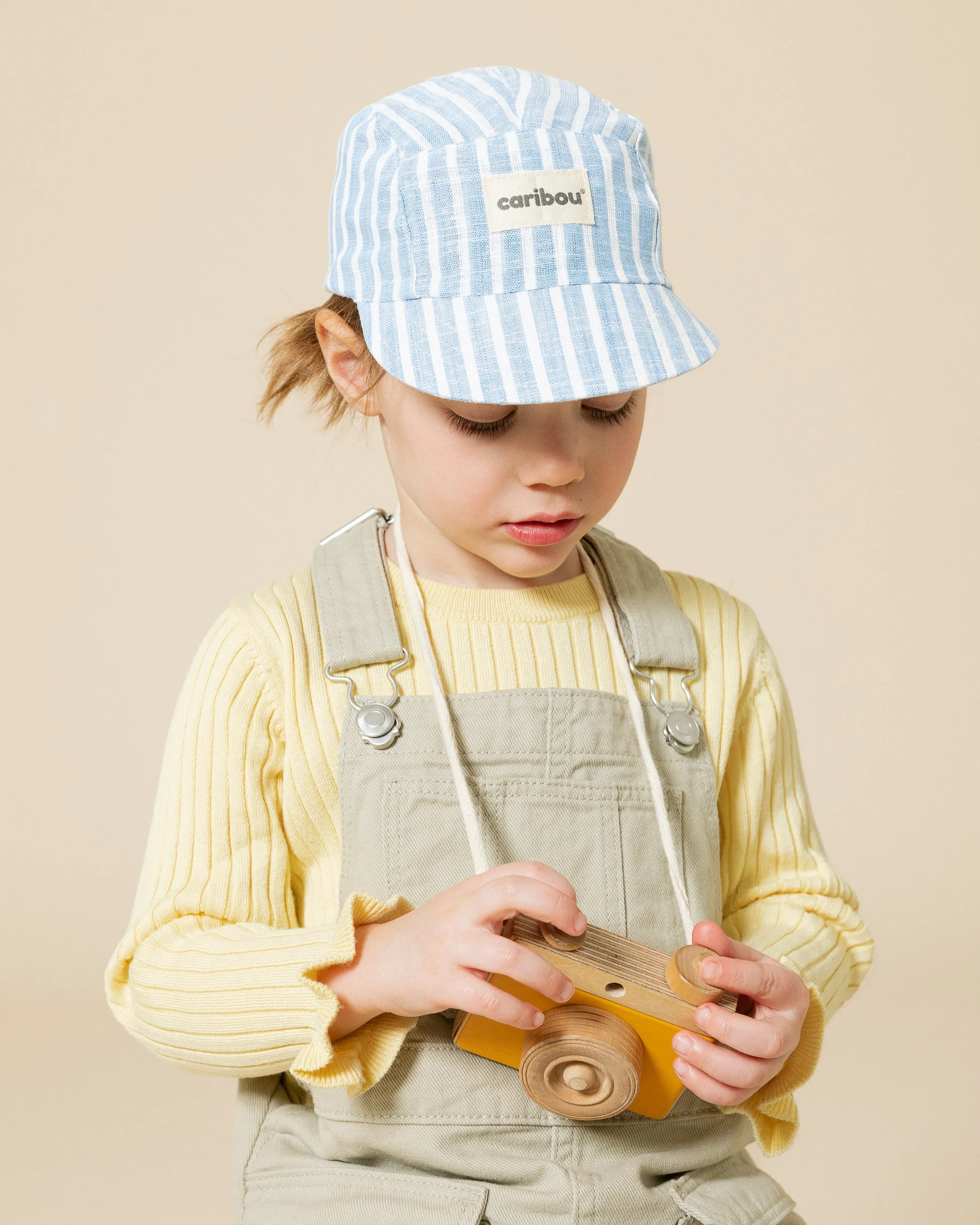 Linen cap by Caribou, blue stripes sold by atelier b product image thumbnail 3