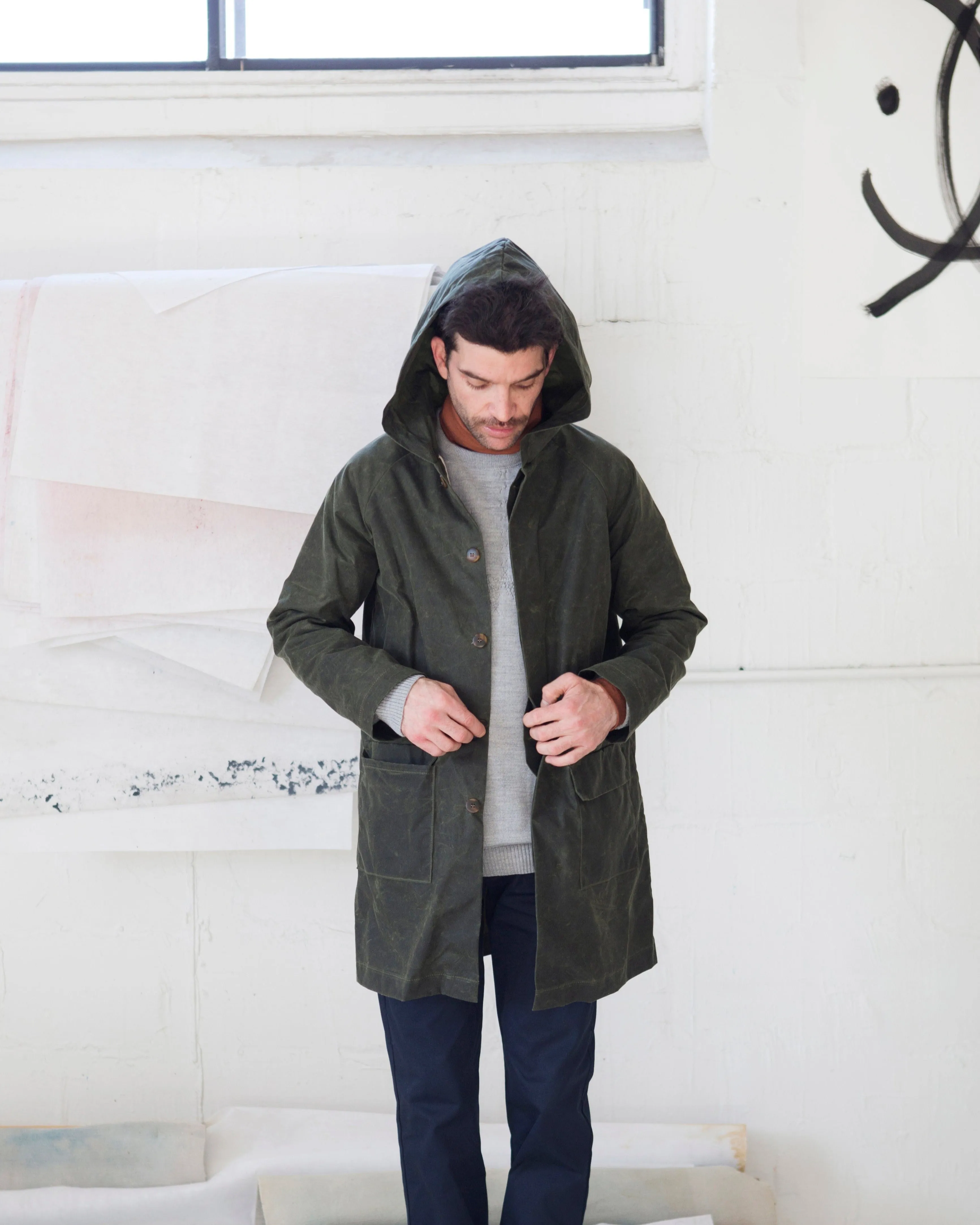 Unisex waxed raincoat No6021u sold by atelier b product image thumbnail 4