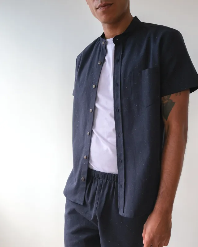 Short sleeve shirt No2444m, navy confetti sold by atelier b