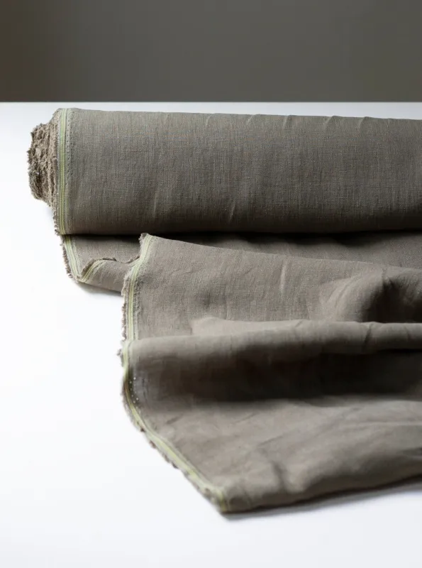 Olive pre-softened linen, by the half meter made by atelier b