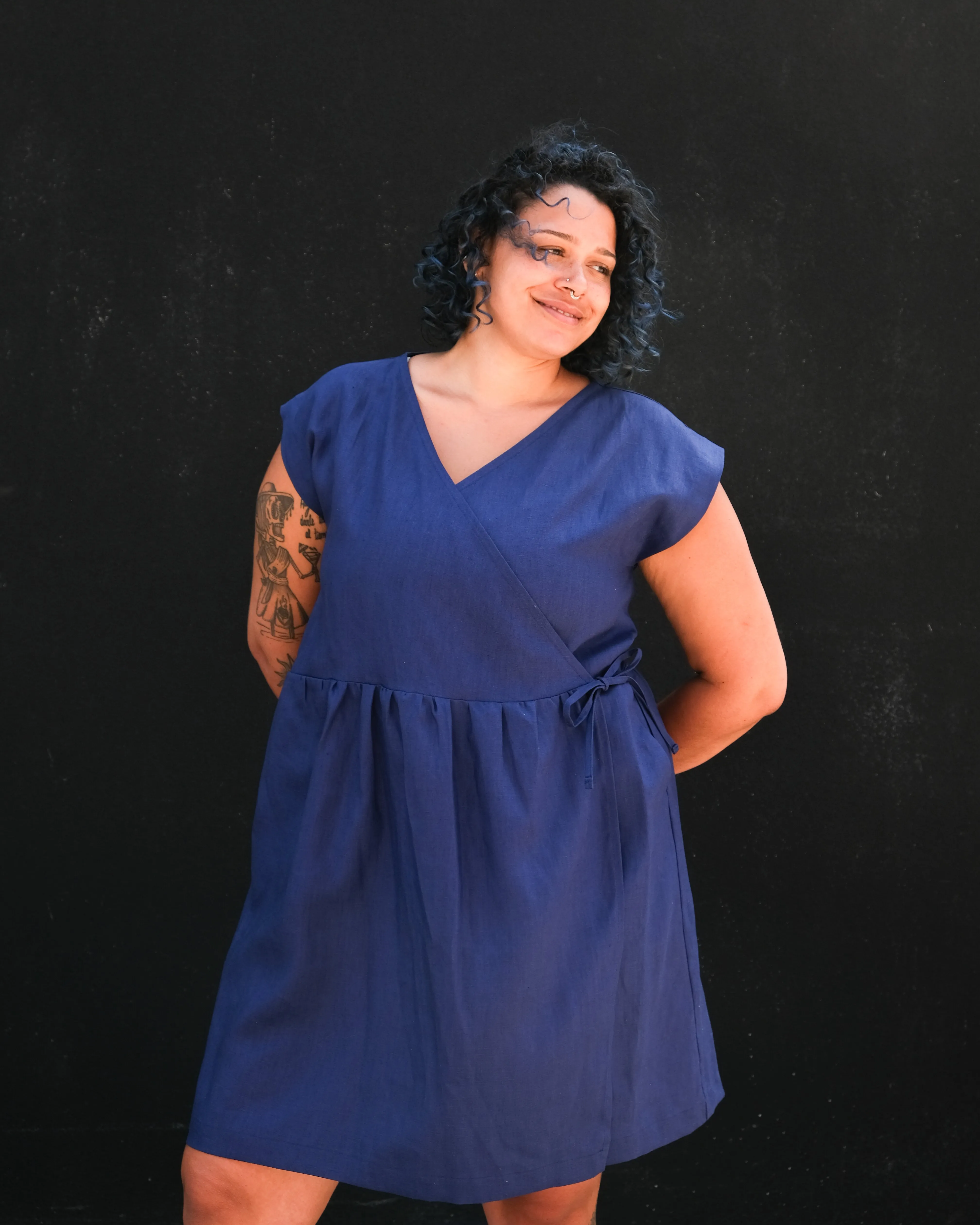 Pleated dress No2510w, solid colours sold by atelier b
