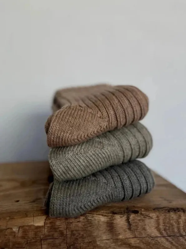 Cotton and yak ribbed socks by Yahae sold by atelier b