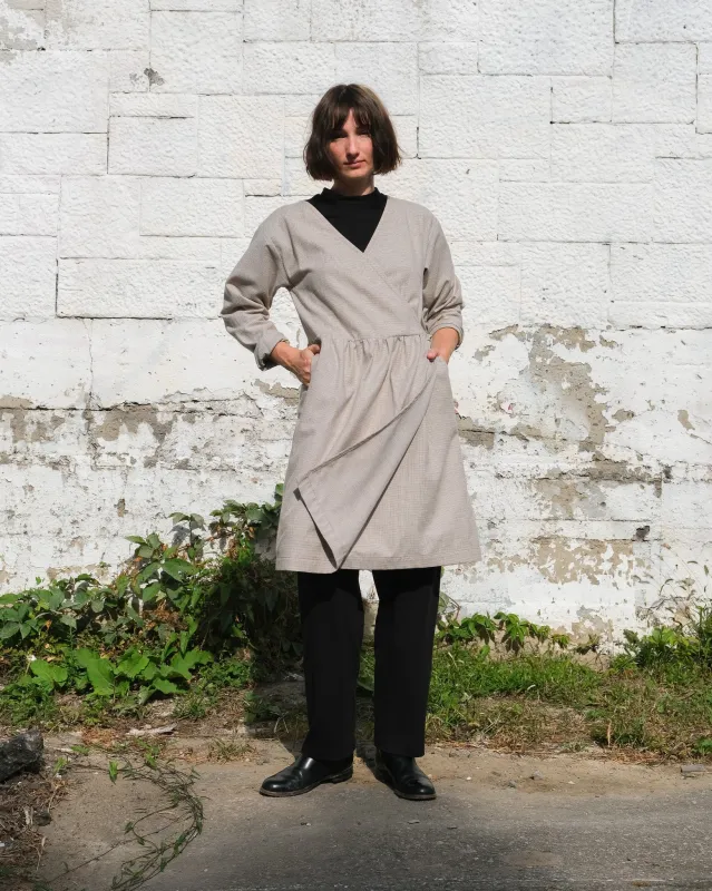Wrap dress No2577w, houndstooth flannel made by atelier b