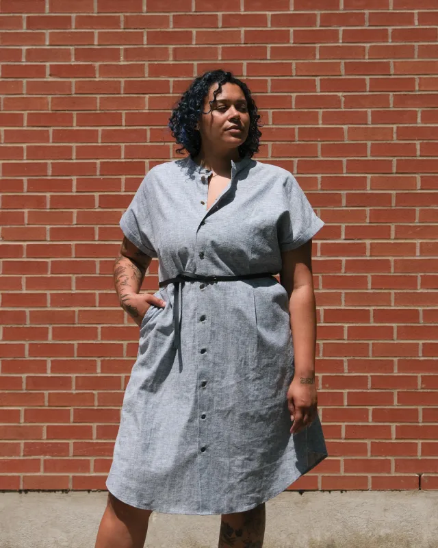 Shirt dress No2522w, chambray made by atelier b
