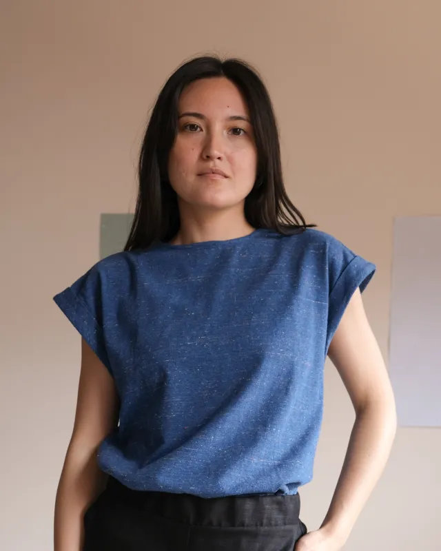 Cap sleeve top No2604w, primary confetti made by atelier b