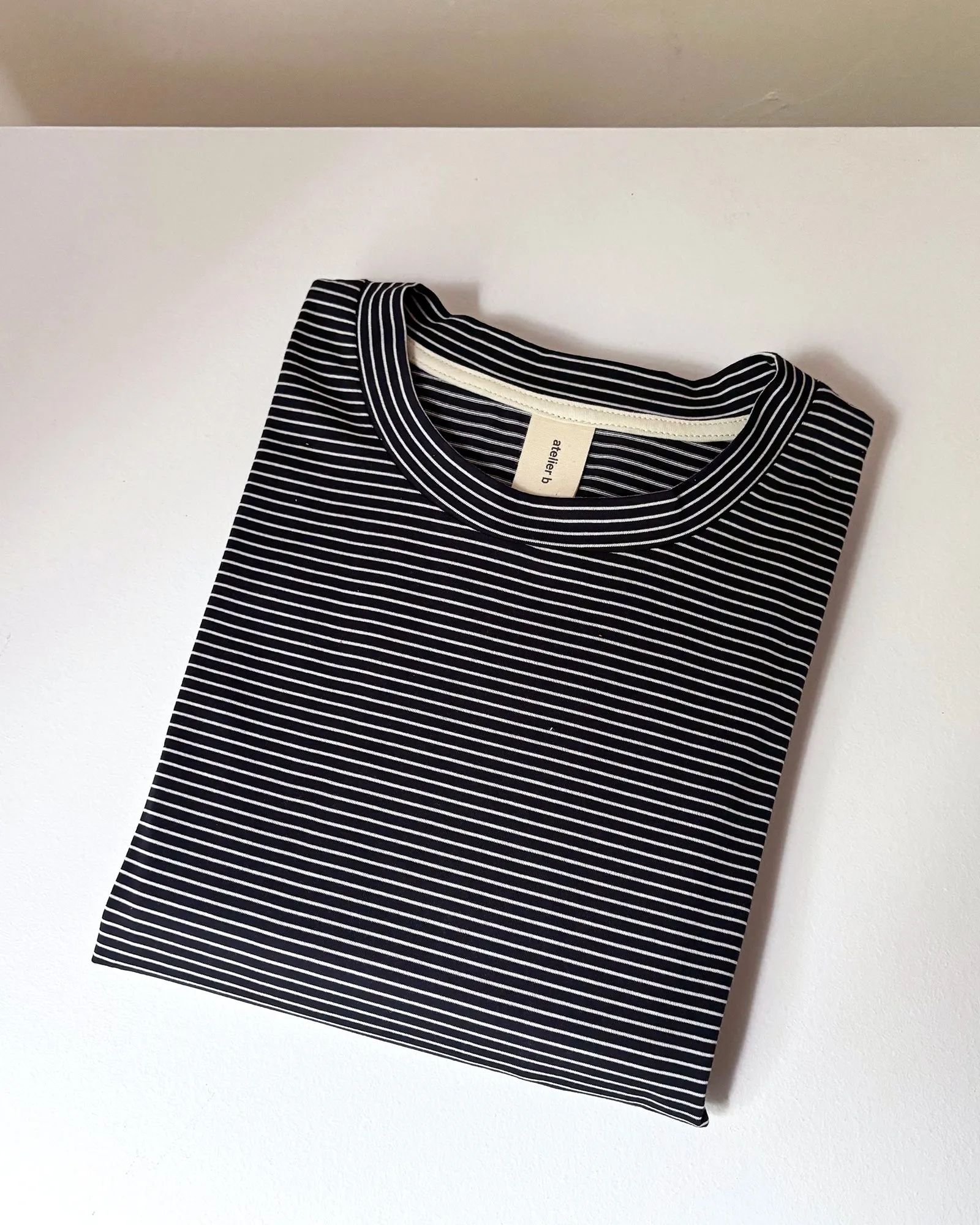 Boxy long-sleeved t-shirt No2655u, fine stripes and solid colours sold by atelier b product image thumbnail 2
