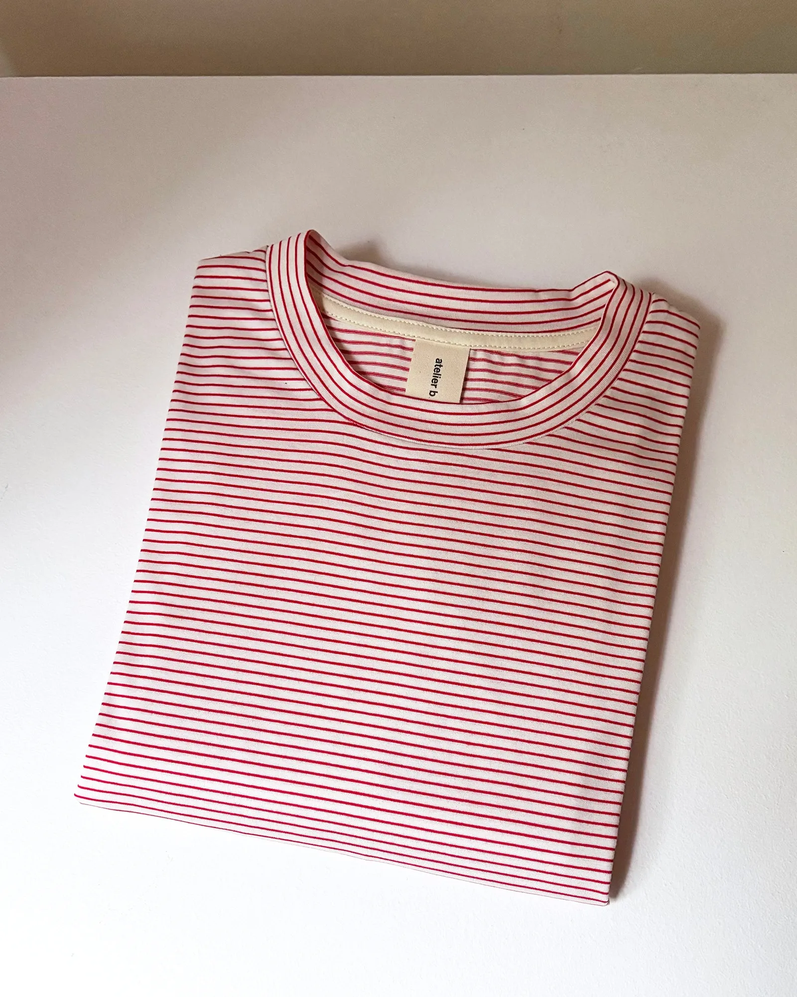 Boxy long-sleeved t-shirt No2655u, fine stripes and solid colours sold by atelier b product image thumbnail 3