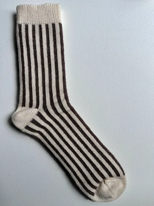 Organic cotton and mohair striped socks by Yahae made by yahae