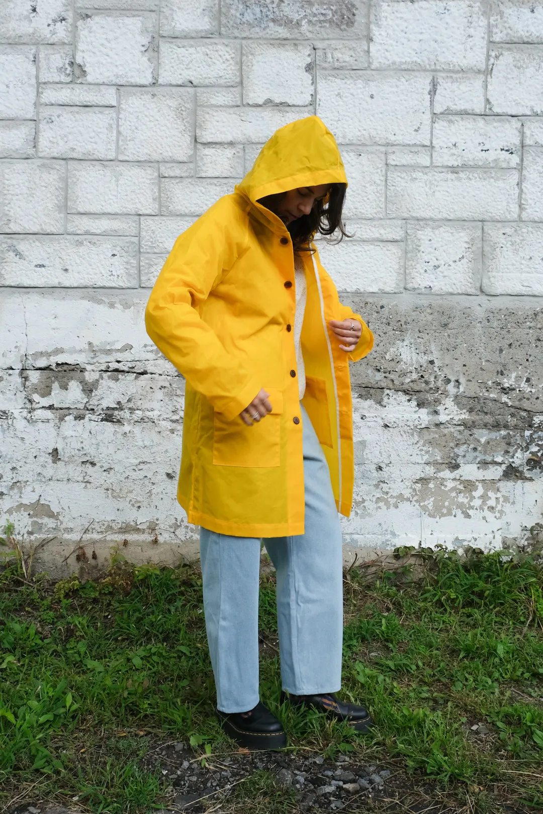 Unisex waxed raincoat No6021u, yellow sold by atelier b product image thumbnail 2
