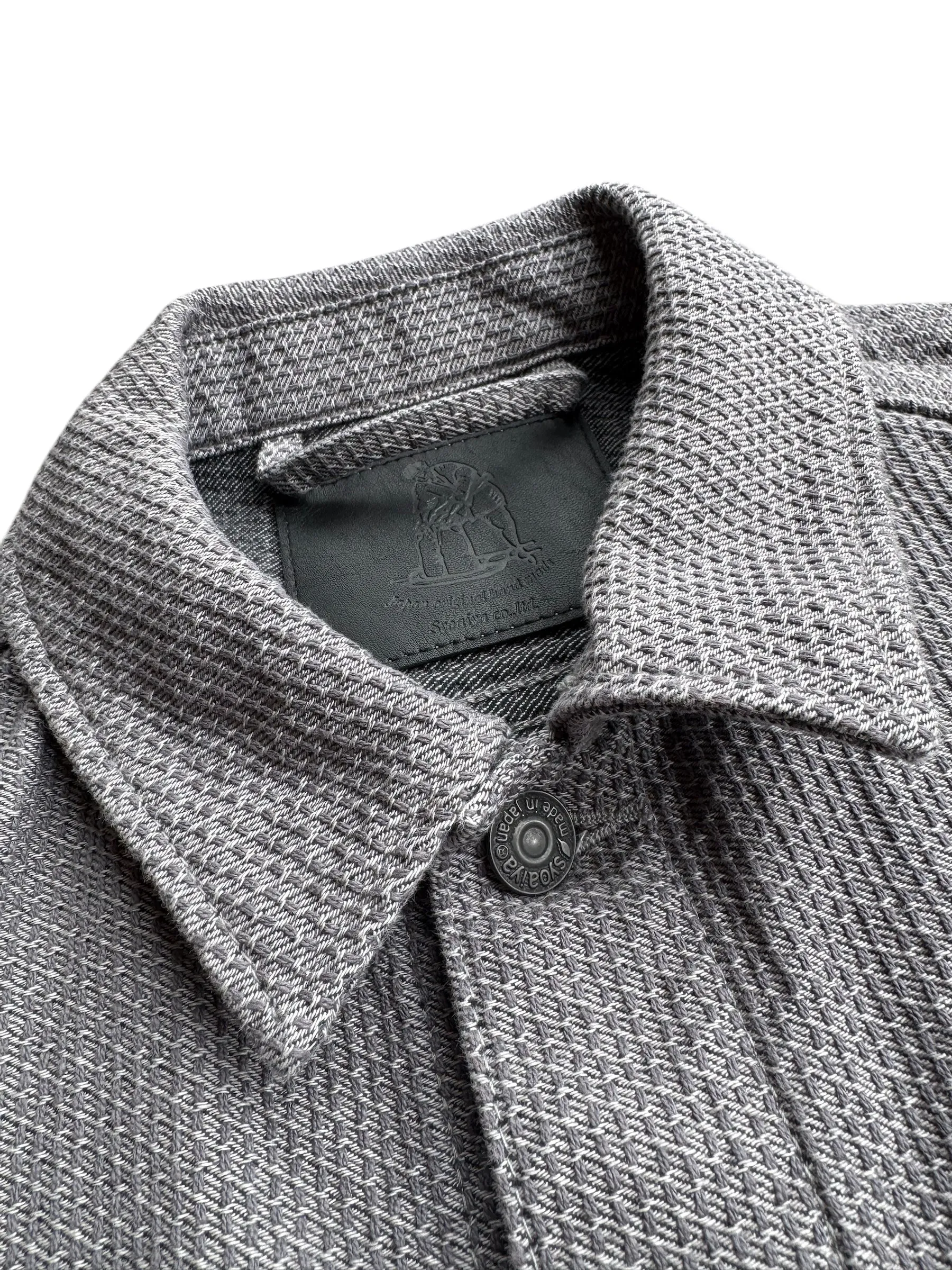 Pure Blue Japan - 6221-GRY Woven Sashiko Type 3 Denim Jacket - Grey x Black sold by Dutil Denim product image thumbnail 3