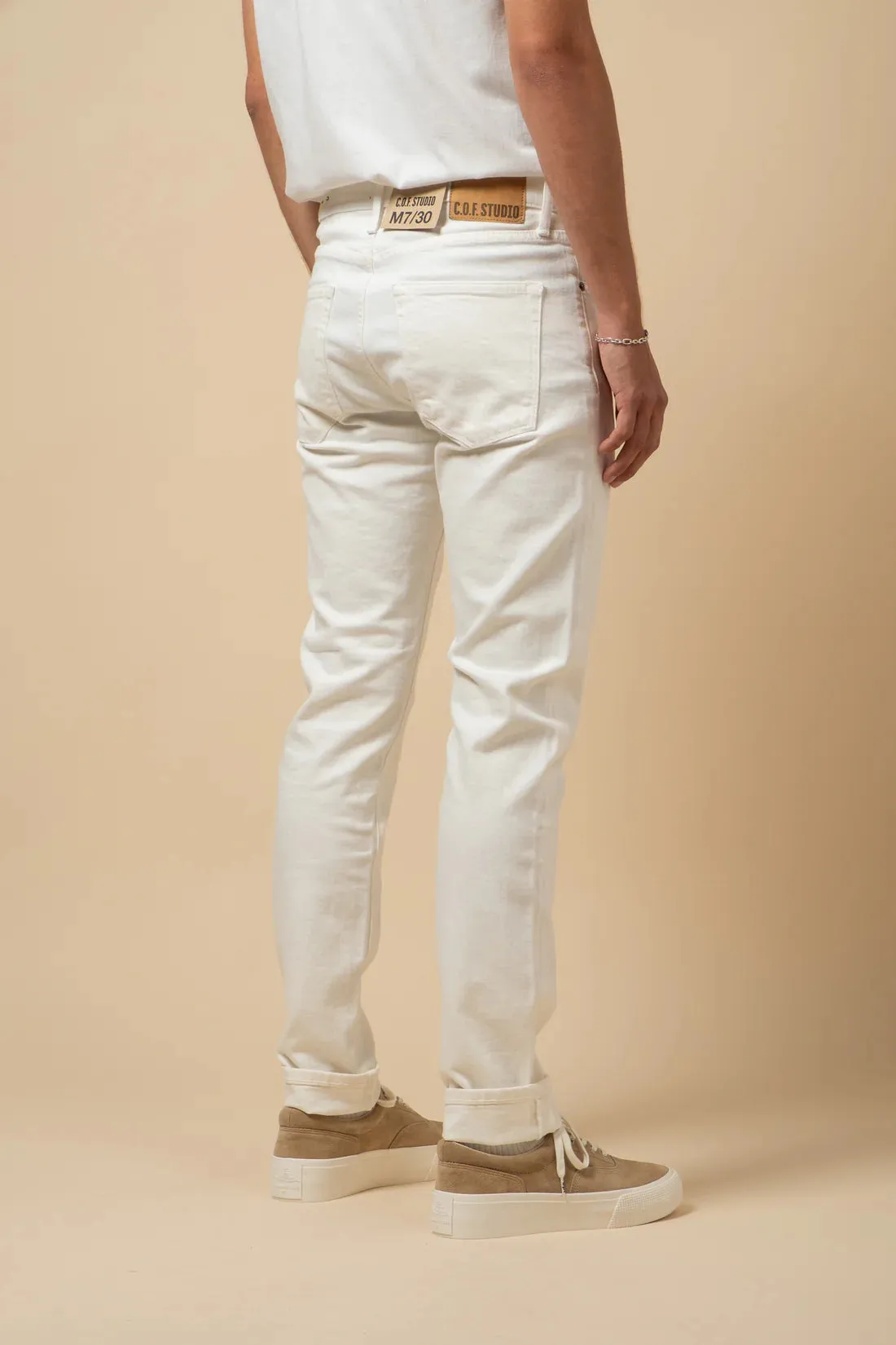 C.O.F. Studio - M7 Tapered - Ecru Stonewash sold by Dutil Denim product image thumbnail 4
