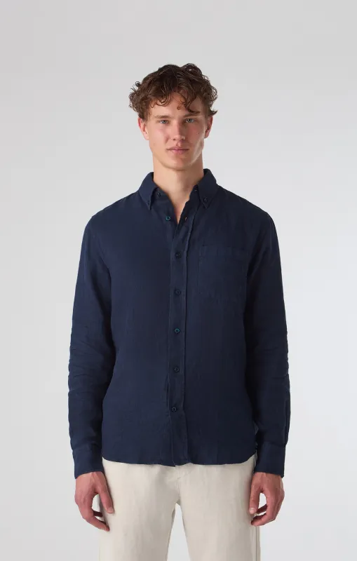 C.O.F. Studio - Button Down - Pure Linen Dark Blue sold by Dutil Denim
