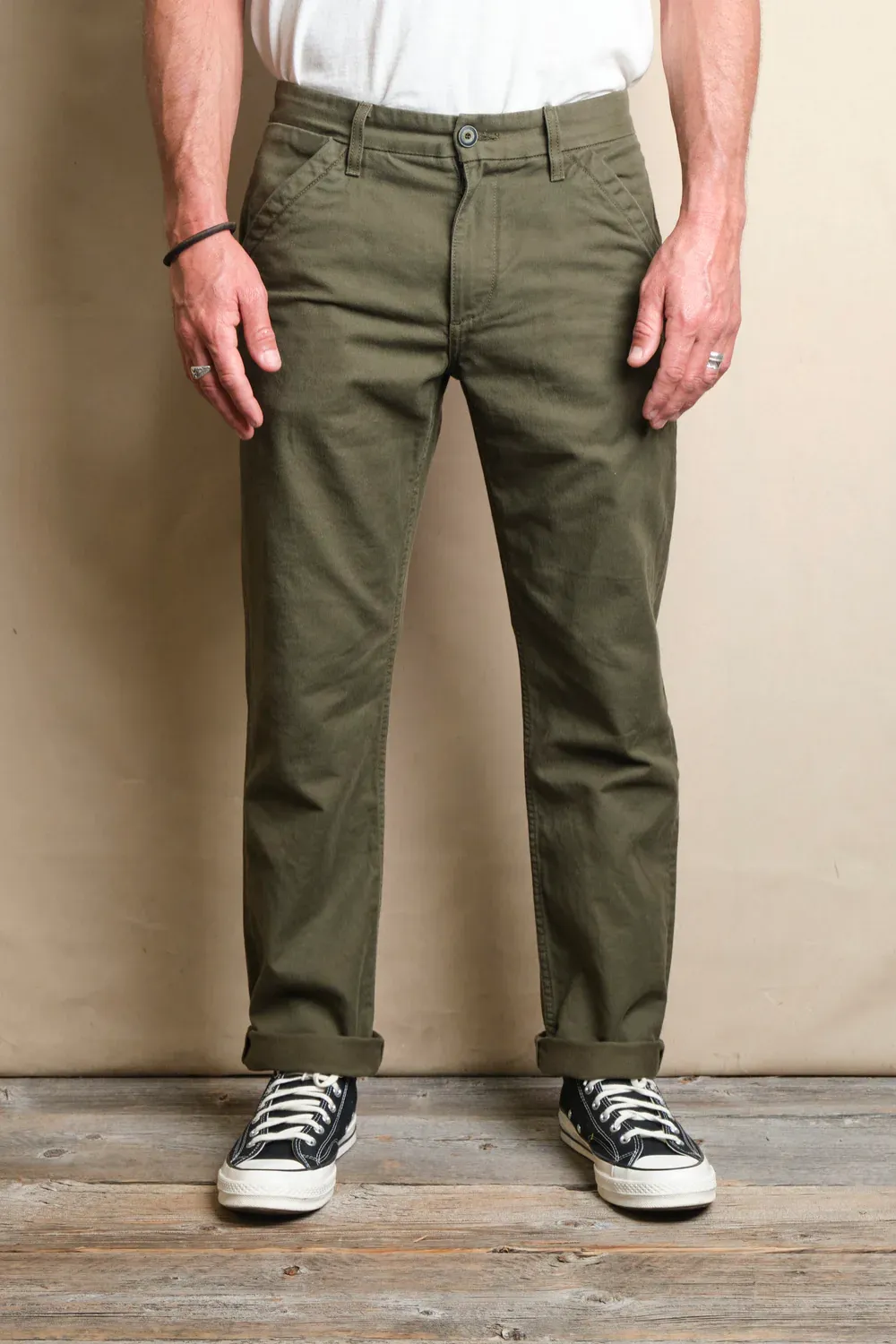 Freenote - Workers Chino Slim Straight - 10oz Olive sold by Dutil Denim