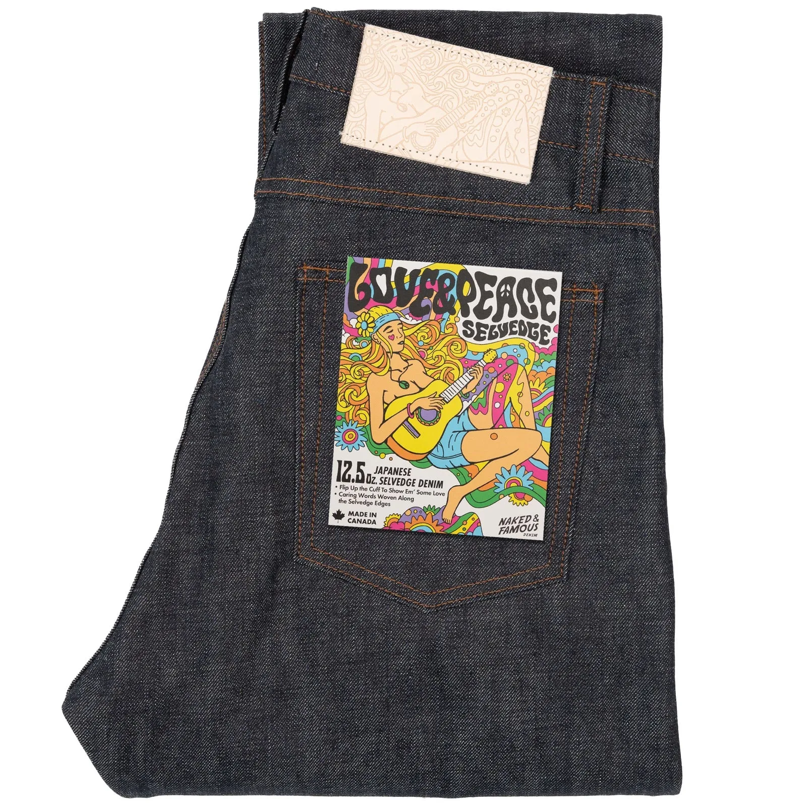 Naked & Famous - True Guy - Love & Peace Selvedge sold by Dutil Denim
