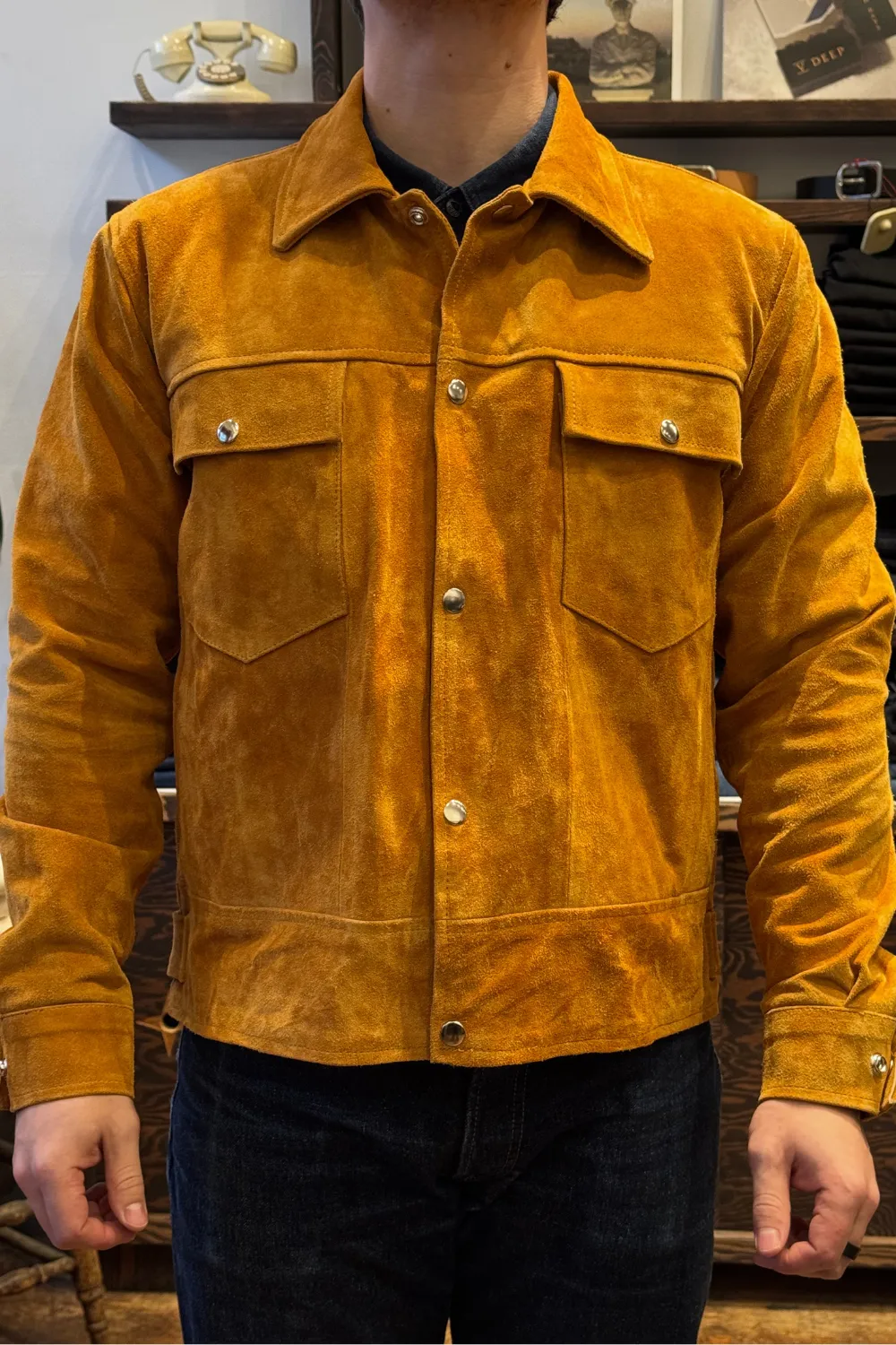 Dutil - Suede Trucker Jacket - Cowhide sold by Dutil Denim