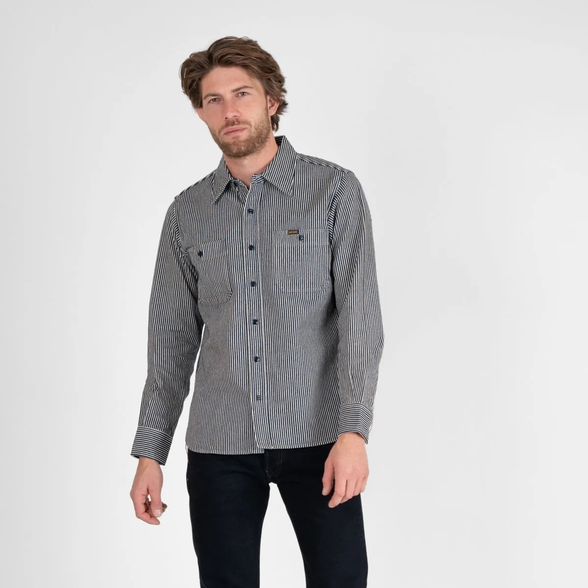 Iron Heart - Work Shirt - Indigo Hickory Stripe sold by Dutil Denim product image thumbnail 2