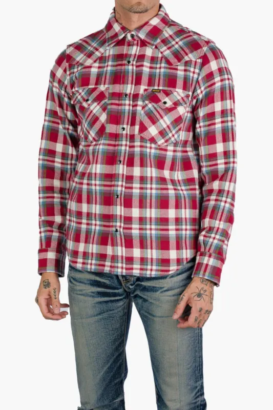 Iron Heart - Western Shirt - Ultra Heavy Flannel Crazy Check - Red sold by Dutil Denim