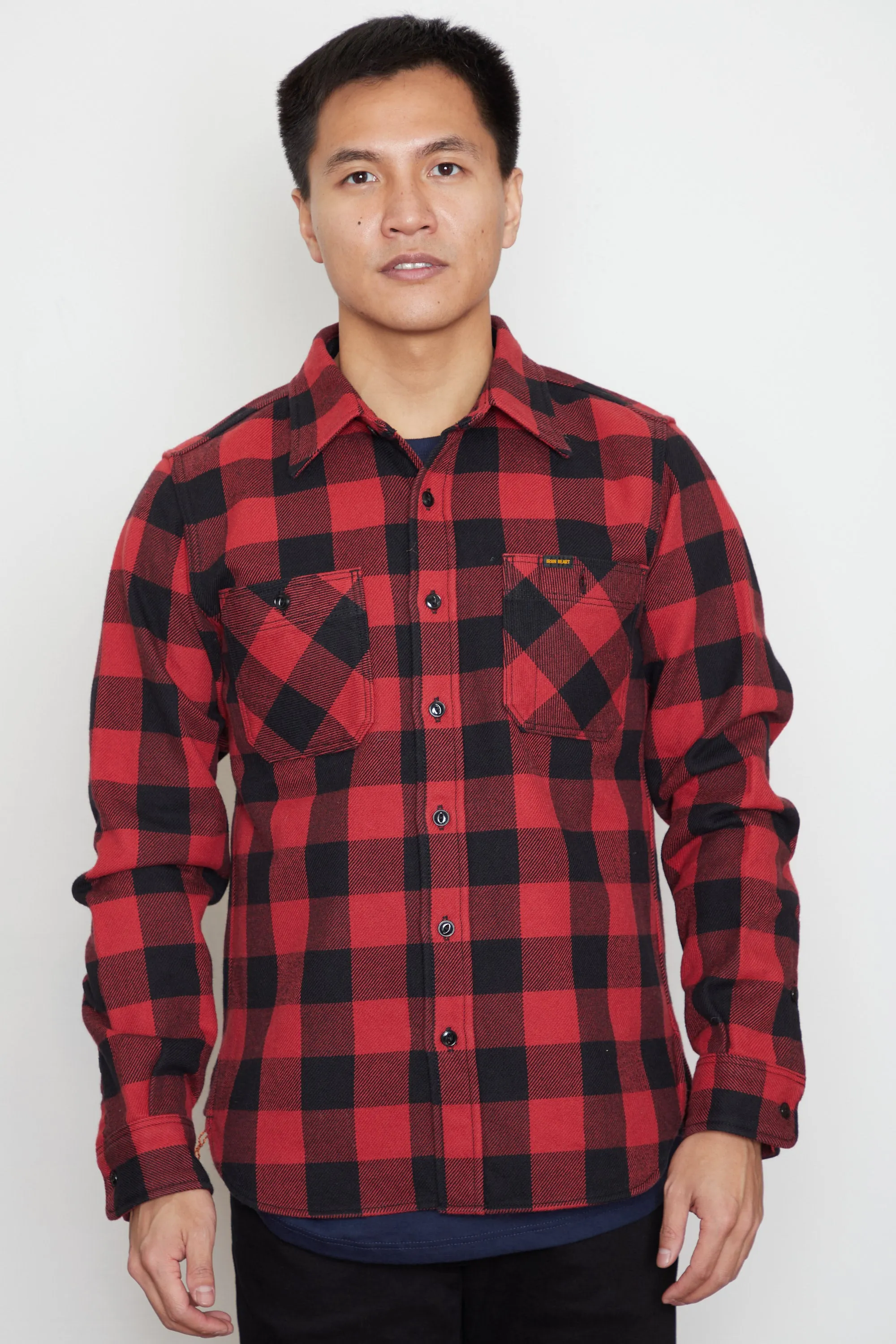 Iron Heart - Work Shirt - Ultra Heavy Flannel Buffalo Check - Red/Black sold by Dutil Denim