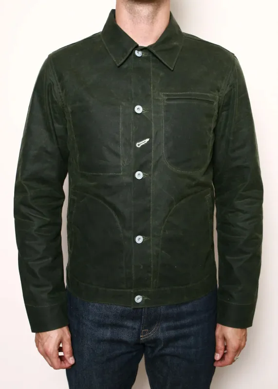 Rogue Territory - Supply Jacket - Olive Waxed Ridgeline sold by Dutil Denim