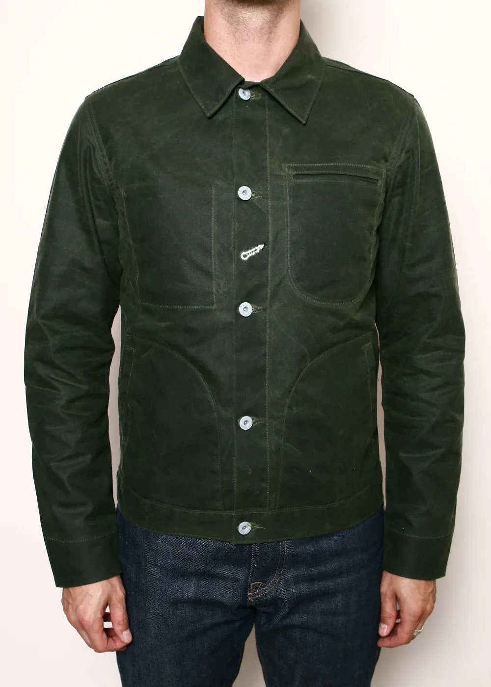 Rogue Territory - Supply Jacket - Olive Waxed Ridgeline sold by Dutil Denim