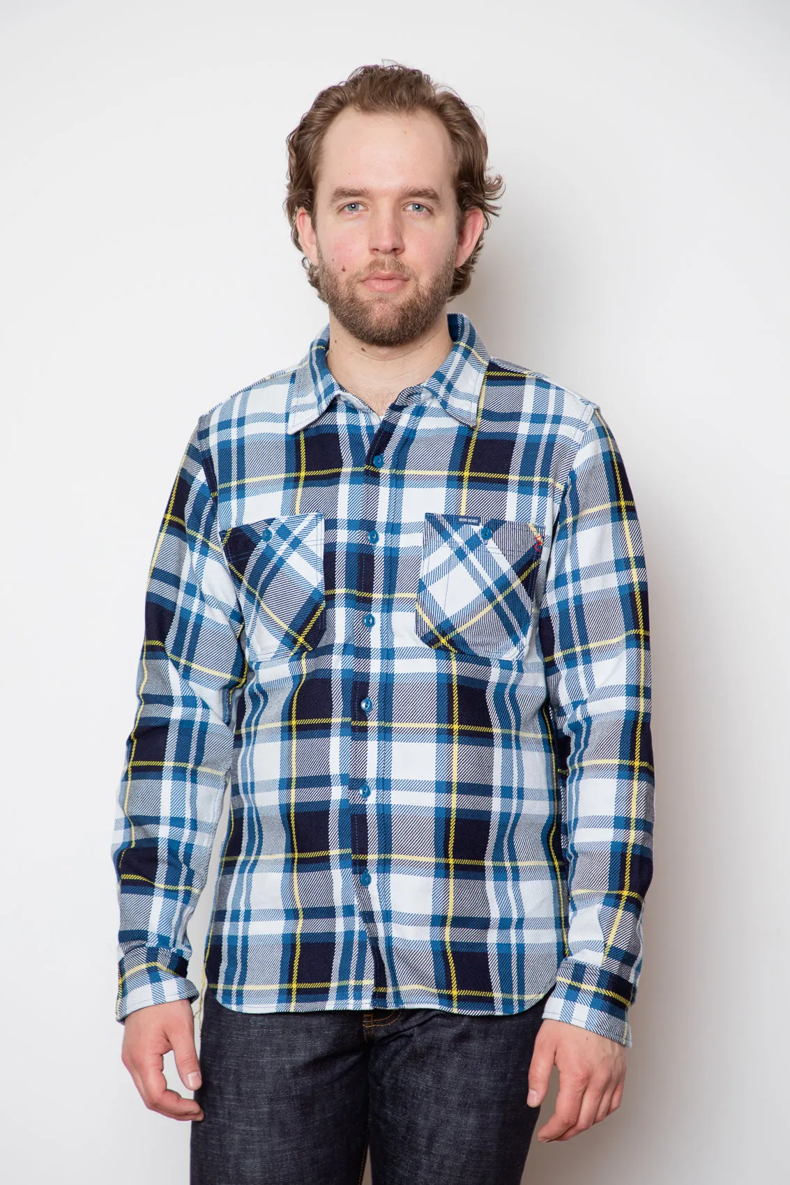 Iron Heart - Work Shirt - 9oz Selvedge American Check - Blue sold by Dutil Denim