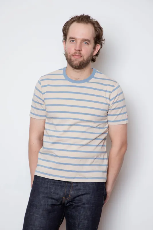 Nudie Jeans - Joni Breton - Striped T-Shirt Blue / Beige sold by Dutil Denim