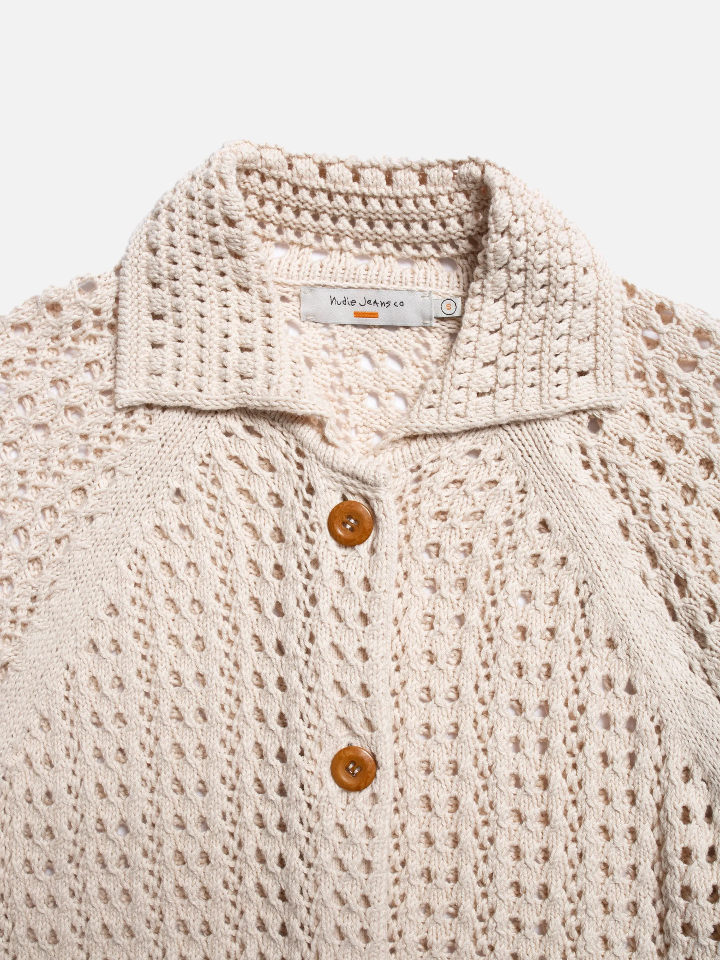 Nudie Jeans - Carina Crochet Knit Cardigan - Egg White sold by Dutil Denim product image thumbnail 3