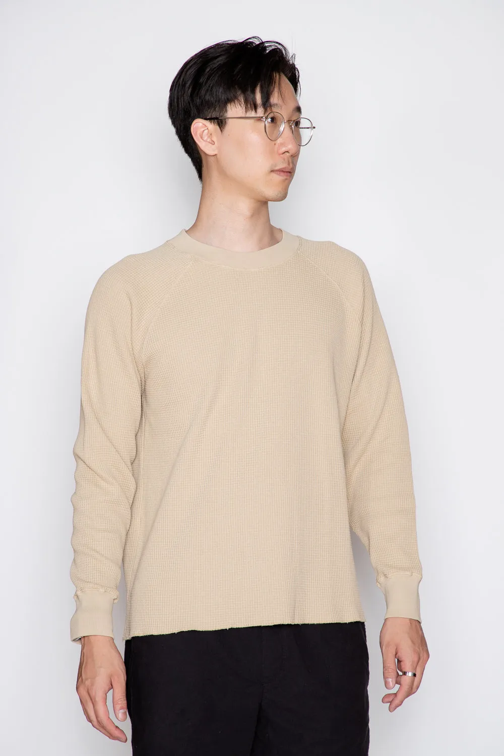 C.O.F. Studio - Waffle Knit Crewneck Khaki Beige sold by Dutil Denim