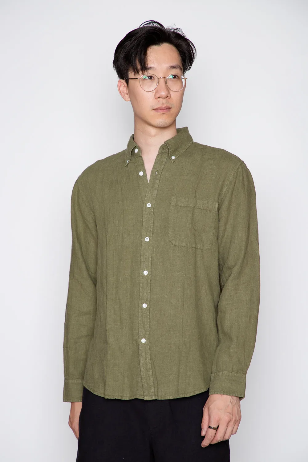 C.O.F. Studio - Button Down - Pure Linen Vintage Green sold by Dutil Denim