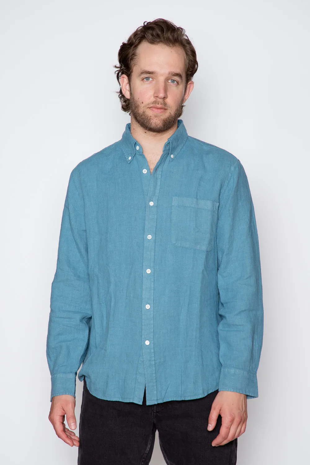 C.O.F. Studio - Button Down - Pure Linen Atlantico sold by Dutil Denim