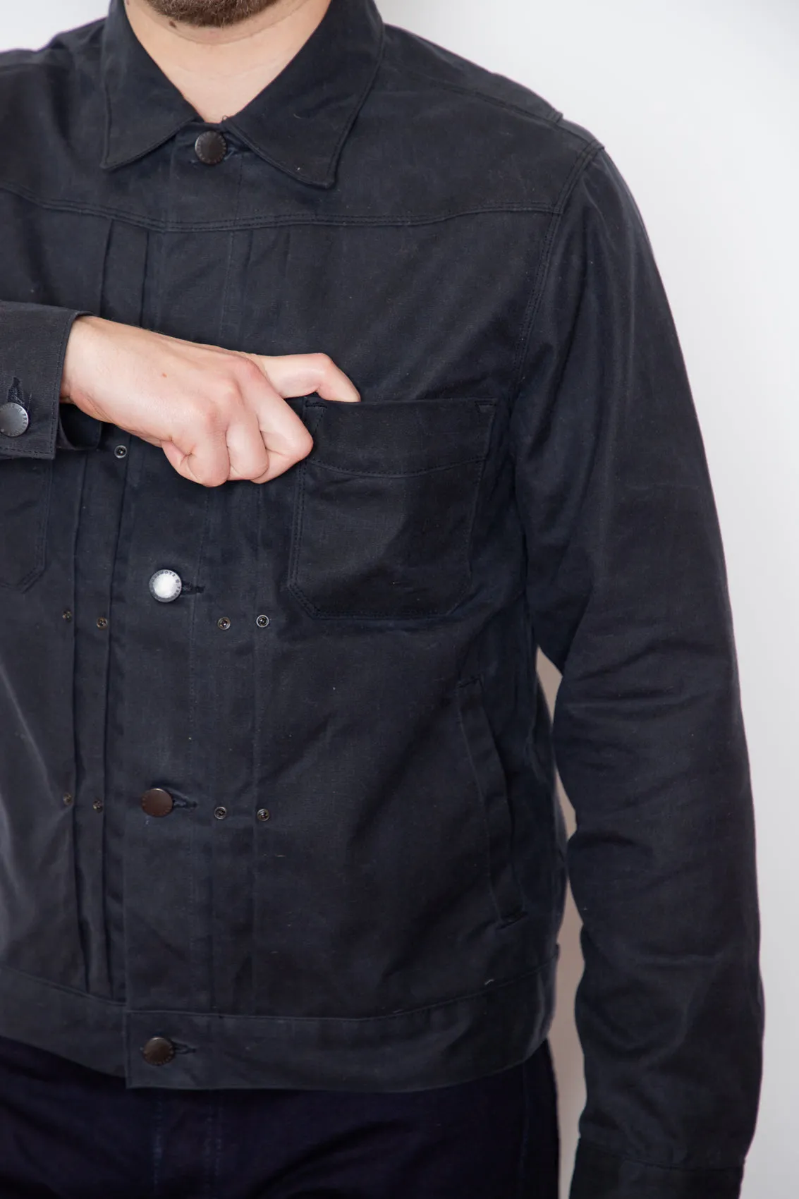 Freenote - Riders Jacket - RJ1 Waxed Black sold by Dutil Denim product image thumbnail 4