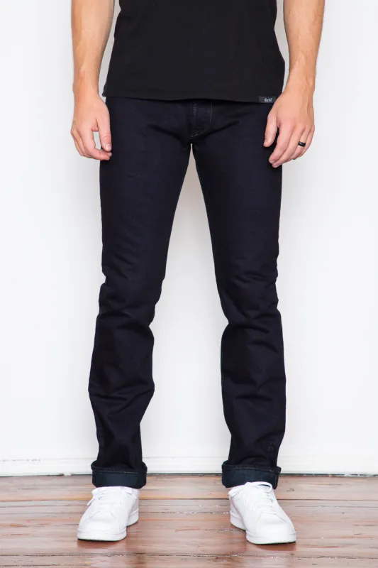 Iron Heart - 888 Relaxed Taper - 14oz Indigo/Black Overdyed sold by Dutil Denim