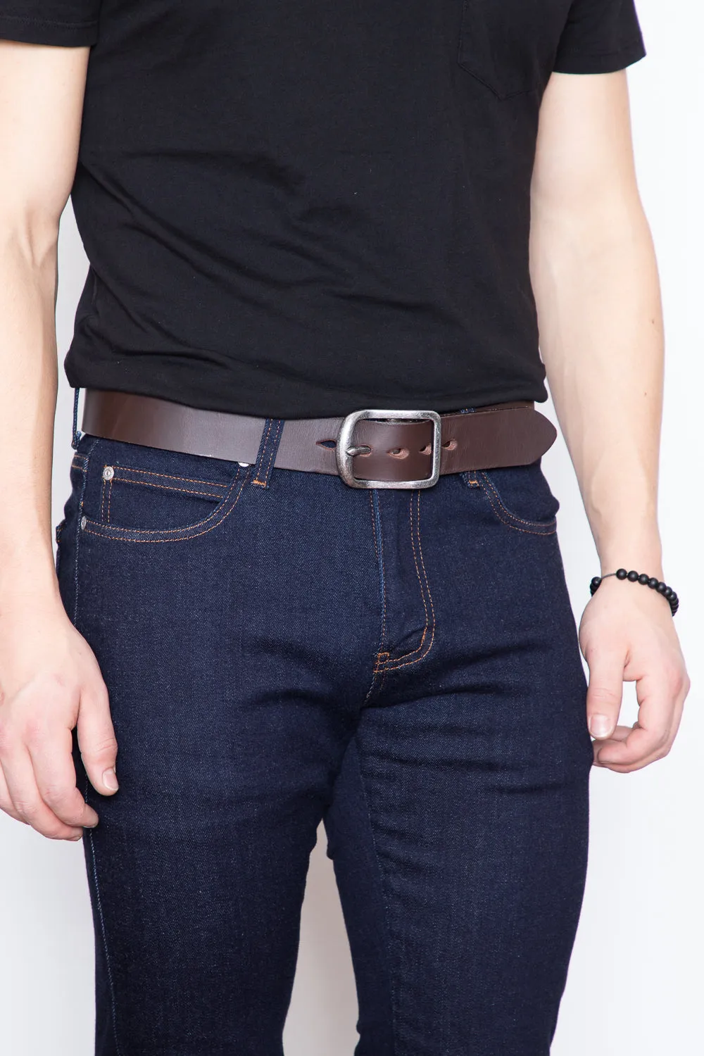 Naked & Famous - Thick Belt - Brown Leather sold by Dutil Denim
