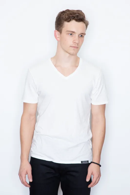 Dutil - Basic V-Neck Tee - White sold by Dutil Denim