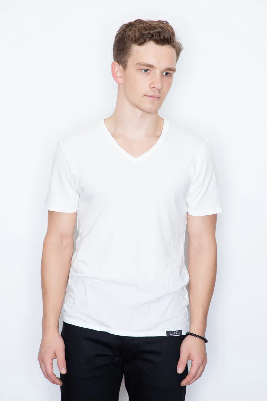 Dutil - Basic V-Neck Tee - White sold by Dutil Denim