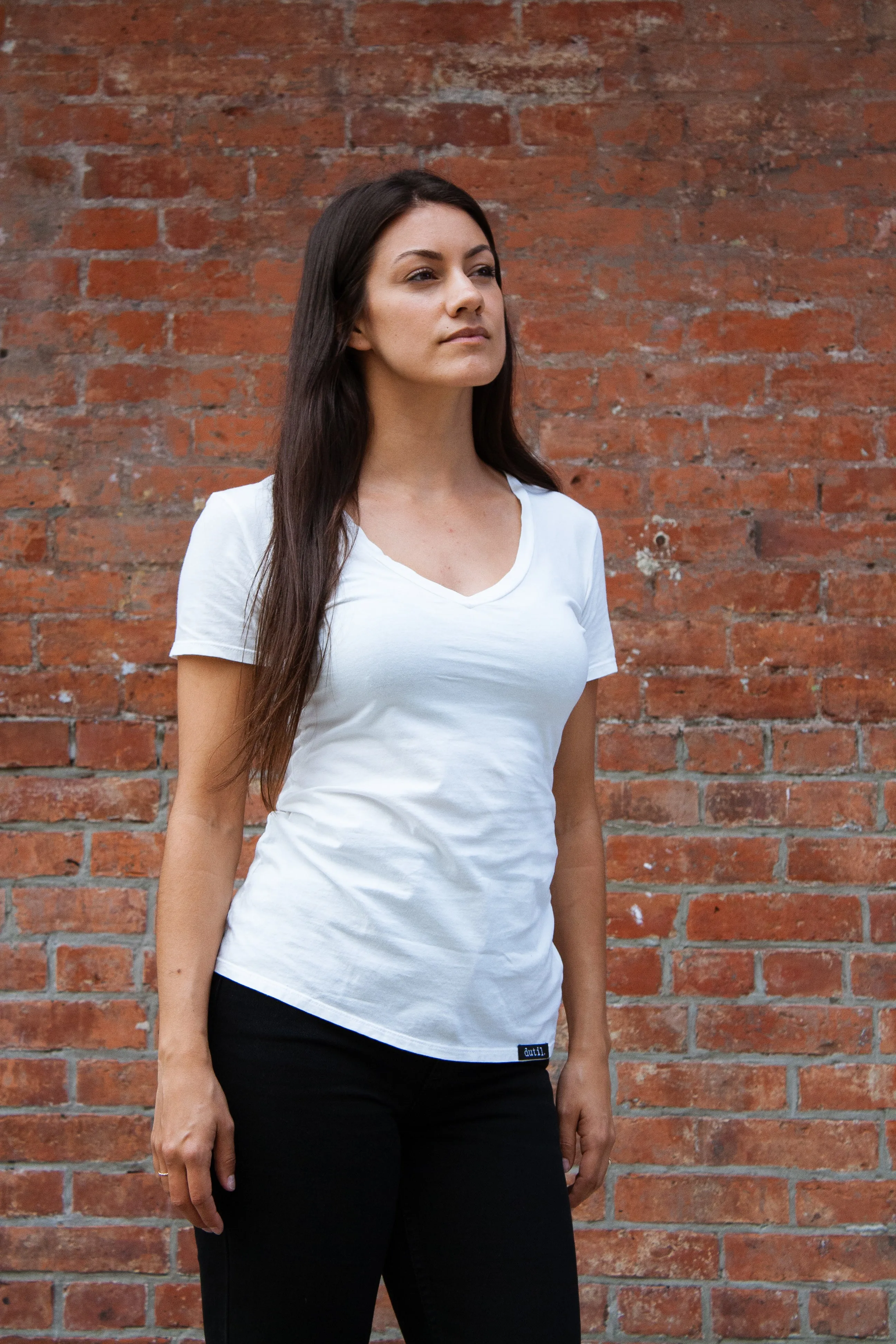Dutil - Women's V-Neck Tee - White sold by Dutil Denim product image thumbnail 2