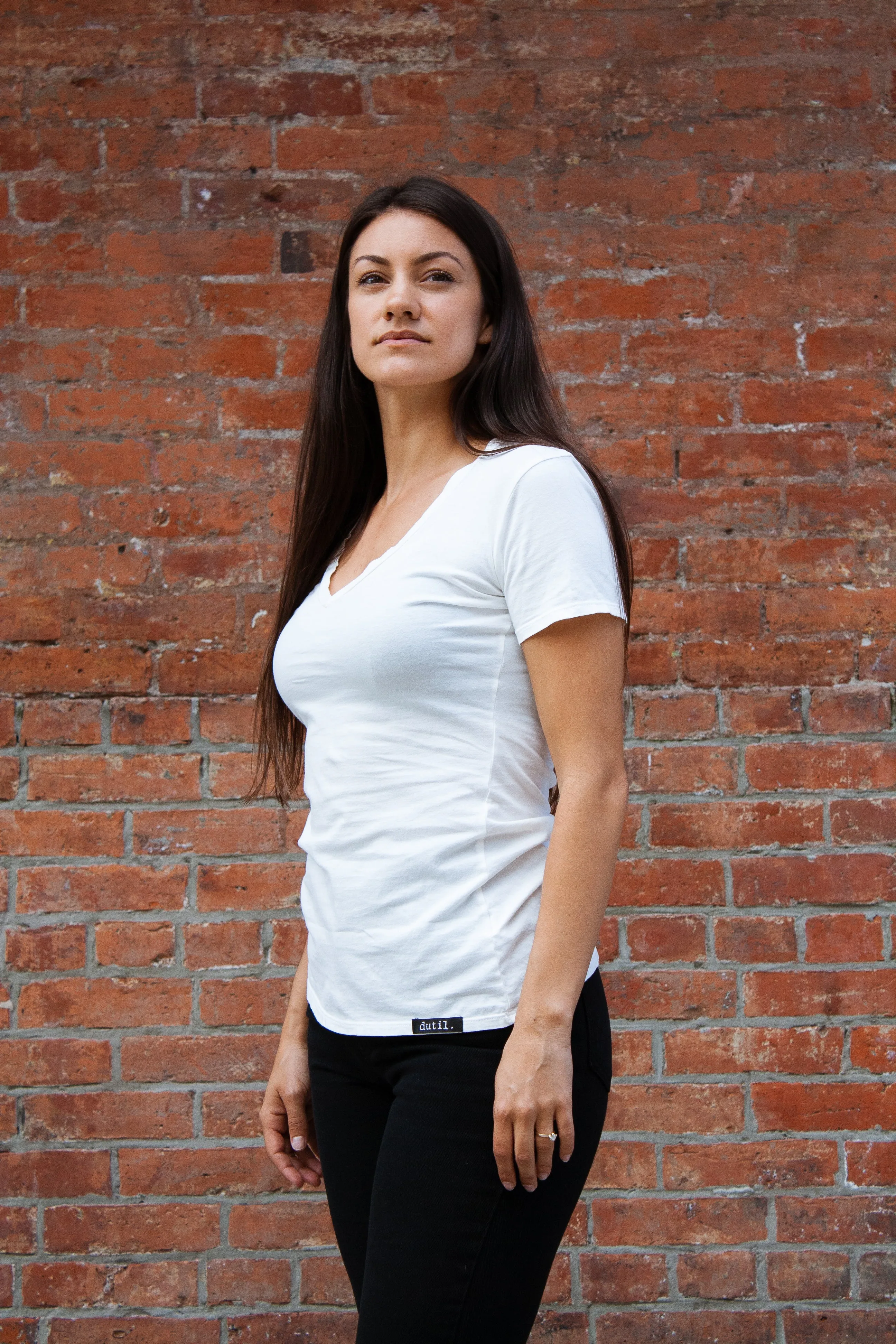 Dutil - Women's V-Neck Tee - White sold by Dutil Denim product image thumbnail 3