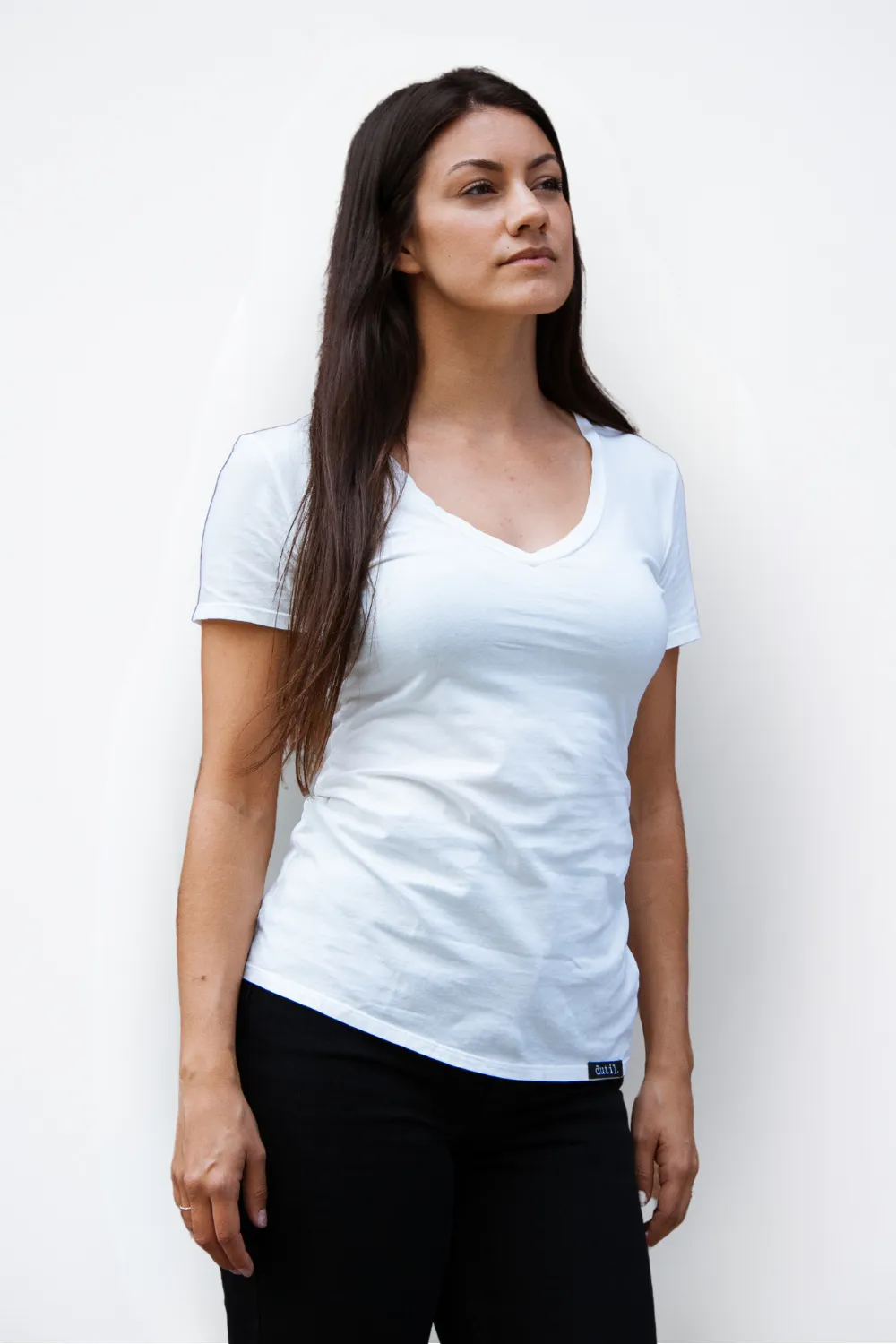 Dutil - Women's V-Neck Tee - White sold by Dutil Denim