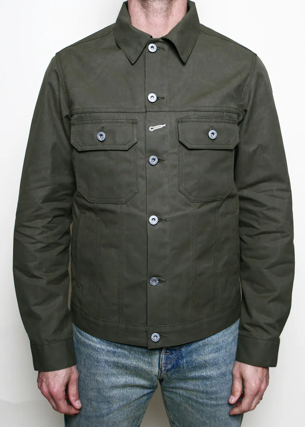 Rogue Territory - Cruiser Jacket - Dry Wax Canvas Olive sold by Dutil Denim