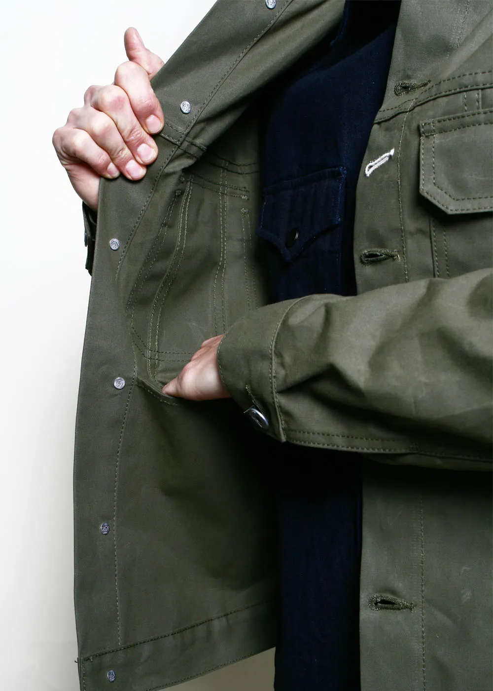 Rogue Territory - Cruiser Jacket - Dry Wax Canvas Olive sold by Dutil Denim product image thumbnail 4
