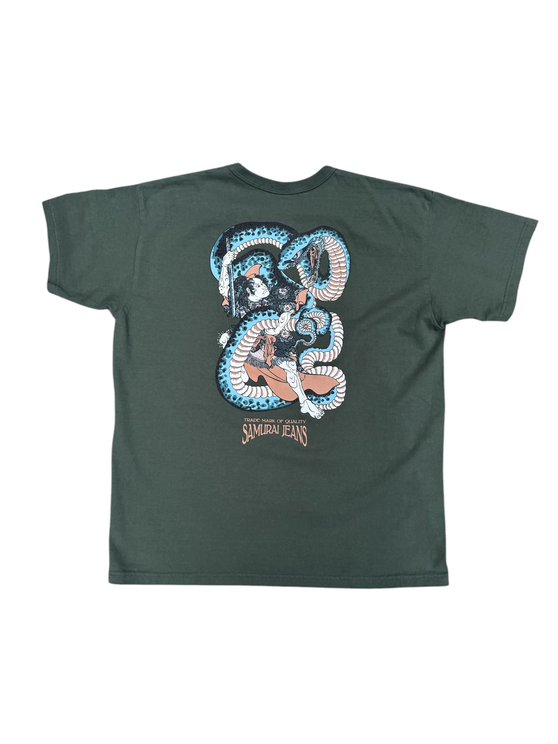 Samurai - "Snake Slayer" Heavy Weight T-Shirt - Moss Green sold by Dutil Denim